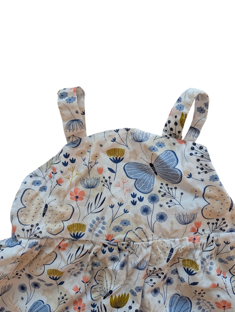 Girls White Butterfly & Floral Sundress Cotton  Size 4T - Picture 4 of 9